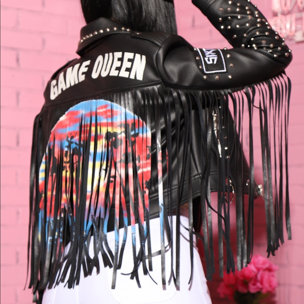 Faux Leather Fringe Jacket